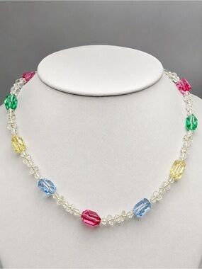 Vintage Multicolor Faceted Lead Crystal Necklace